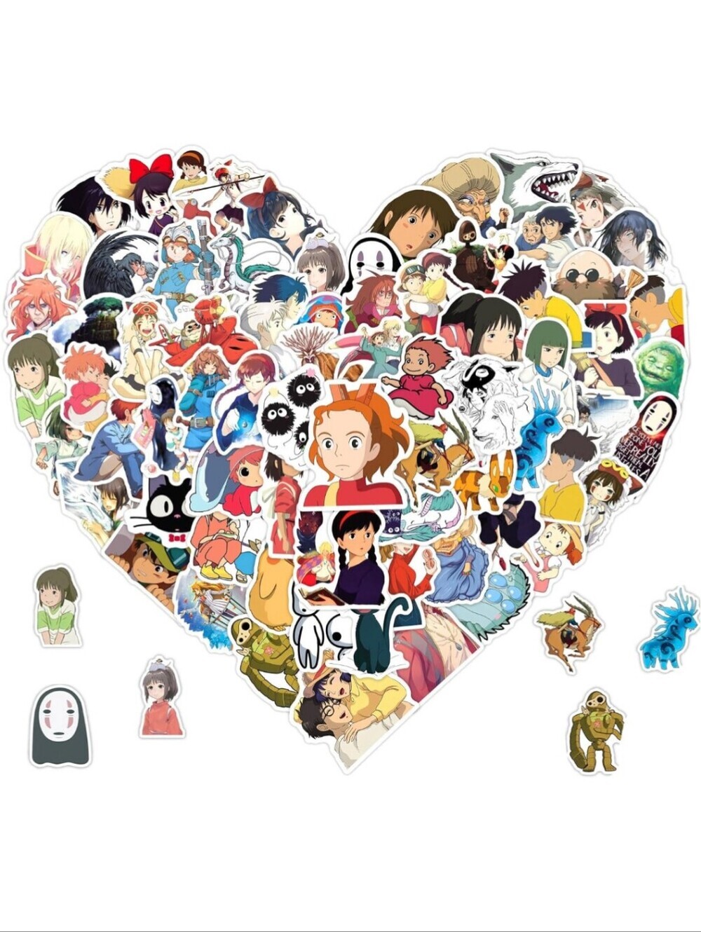 Studio Ghibli Heart Sticker Set - Colorful Anime Characters